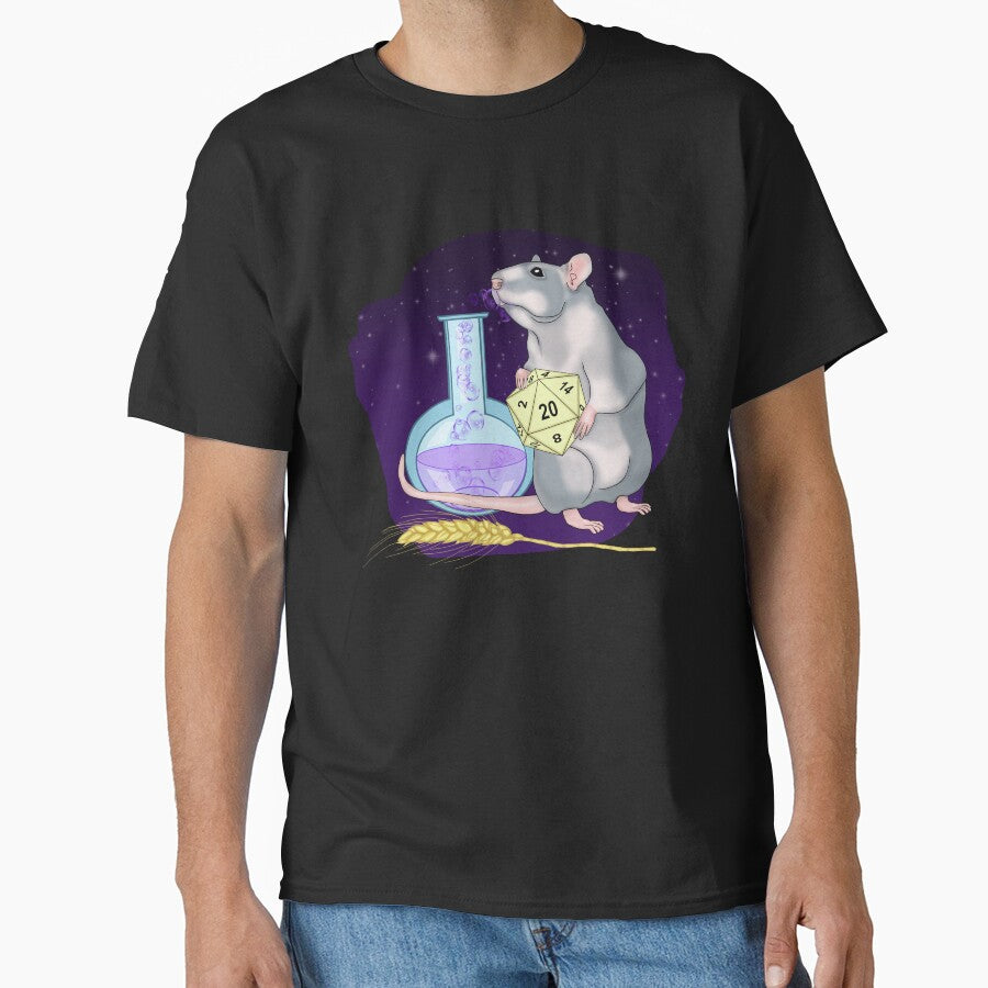 Rat with a magic potion. Rat with a magic potion. Critical Hit. Starry sky. by KateQR T-Shirts, Hoodie, Sweatshirt (Image 1)