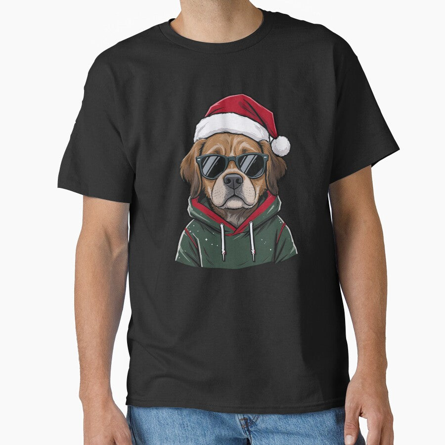Chill Dog in Christmas Hoodie | Funny Cool Dog Christmas Cartoon by ColorSplash123 T-Shirts, Sweatshirt (Image 1)