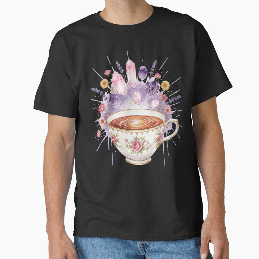 Celestial Tea & Crystals | Ethereal Watercolor Splash Art by Thaliandra T-Shirts, Hoodie, Sweatshirt (Image 1)
