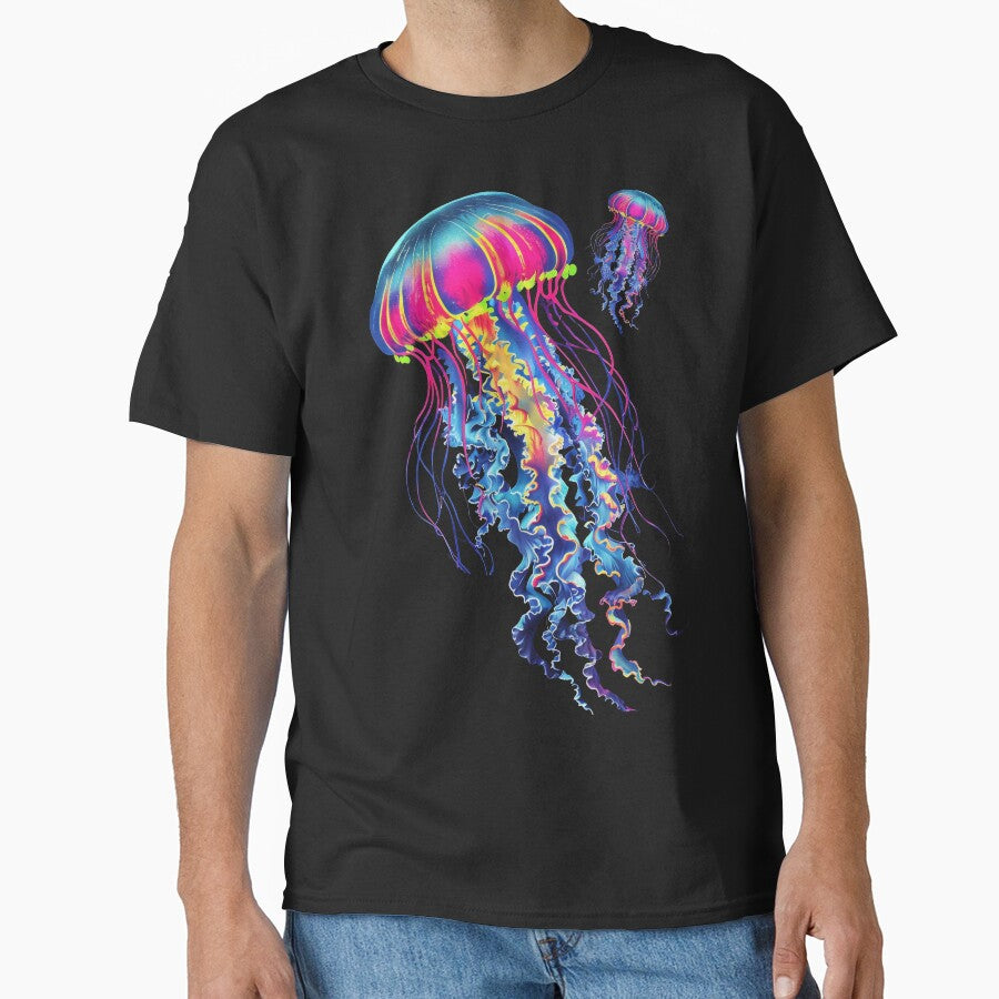 Colorful Psychedelic Neon Jellyfish by Topmaxdesign T-Shirts, Hoodie, Sweatshirt | BlankRebels.com (Image 1)