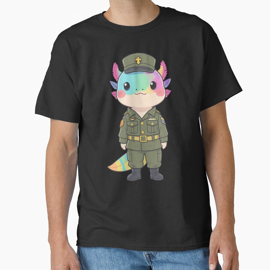 Standing at Attention Axolotl – Proud Honor & Duty Illustration by ColorSplash123 T-Shirts, Hoodie, Sweatshirt (Image 1)