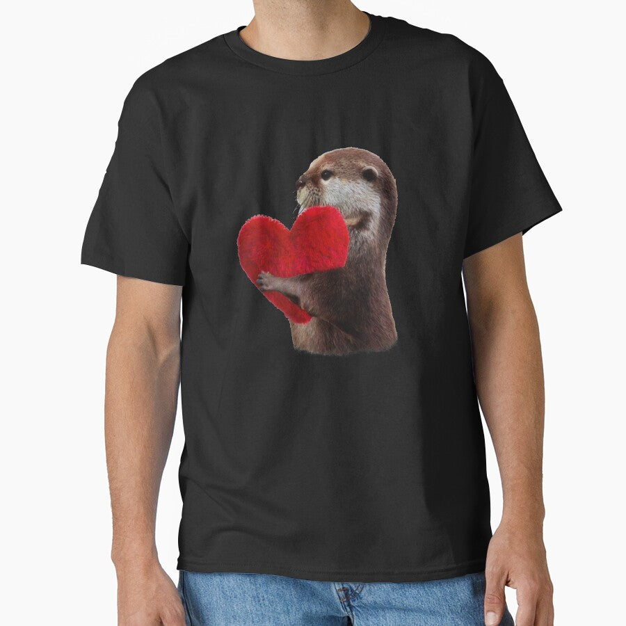 otter and sweet red heart, animal in love by Collagedream T-Shirts, Hoodie, Sweatshirt | BlankRebels.com (Image 1)