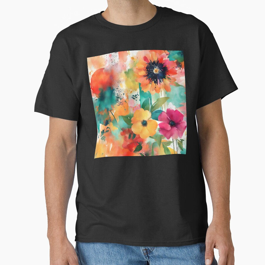 Watercolor-Style Yellow, Orange And Magenta Floral Abstract by DEC02 T-Shirts, Hoodie, Sweatshirt | BlankRebels.com (Image 1)