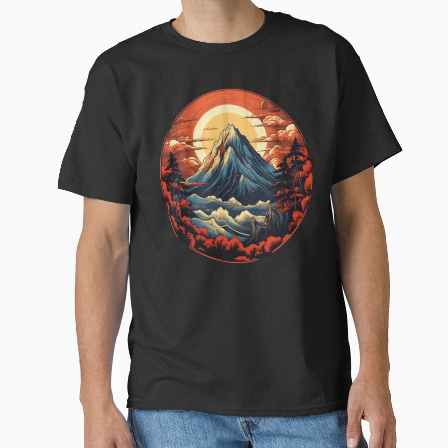 Vintage Hiking Gift Mountain with Red Sky by anthonydesignar T-Shirts, Hoodie, Sweatshirt | BlankRebels.com (Image 1)