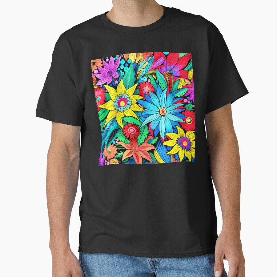 Retro 1960's Colorful And Vibrant Hippie Flowers Art by DEC02 T-Shirts, Hoodie, Sweatshirt | BlankRebels.com (Image 1)
