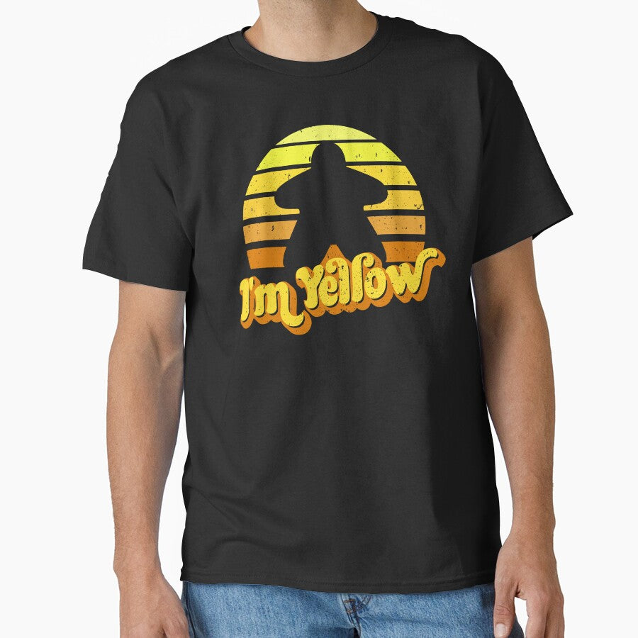 I'm Yellow Meeple Retro Sunset for Board Game Night by Pawsitive Pixel Studio T-Shirts, Hoodie, Sweatshirt (Image 1)