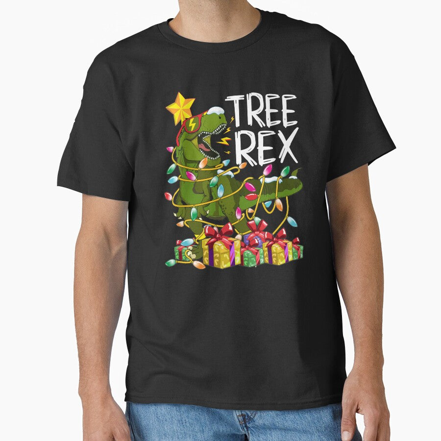 Christmas Tree Rex Dinosaur Tangled in Xmas Lights Garland by alenaz