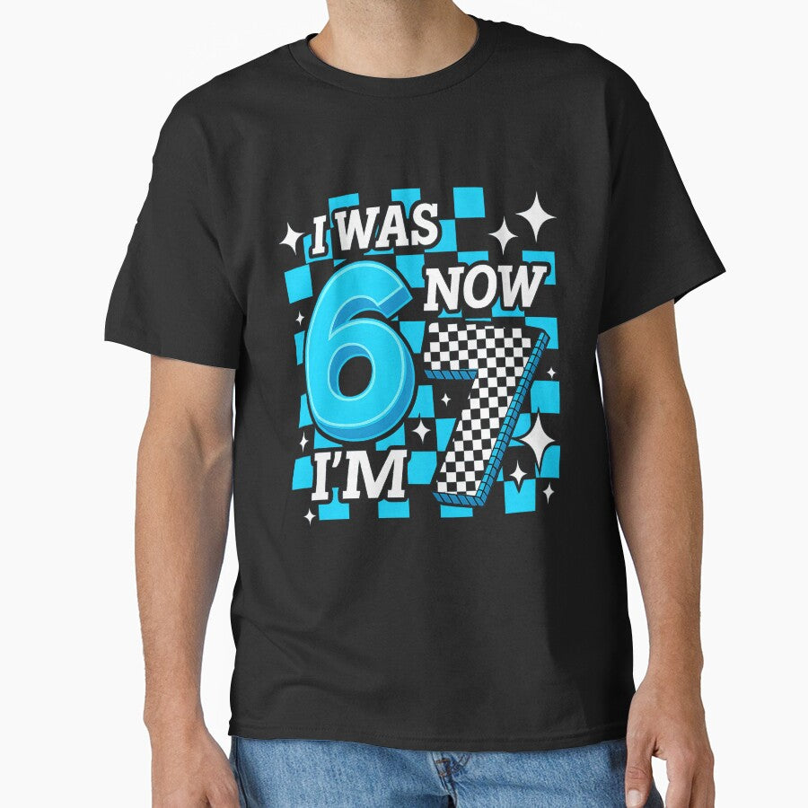 Blue Checkered 7th Birthday I Was 6 Now I'm 7 by haitrieuic96 T-Shirts, Hoodie, Sweatshirt | BlankRebels.com (Image 1)