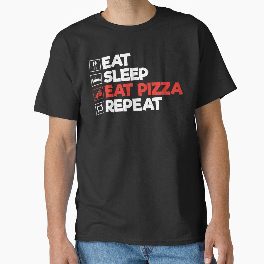 Eat Sleep Eat Pizza Repeat: Funny Pizza Lover by Adexyl T-Shirts, Hoodie, Sweatshirt | BlankRebels.com (Image 1)
