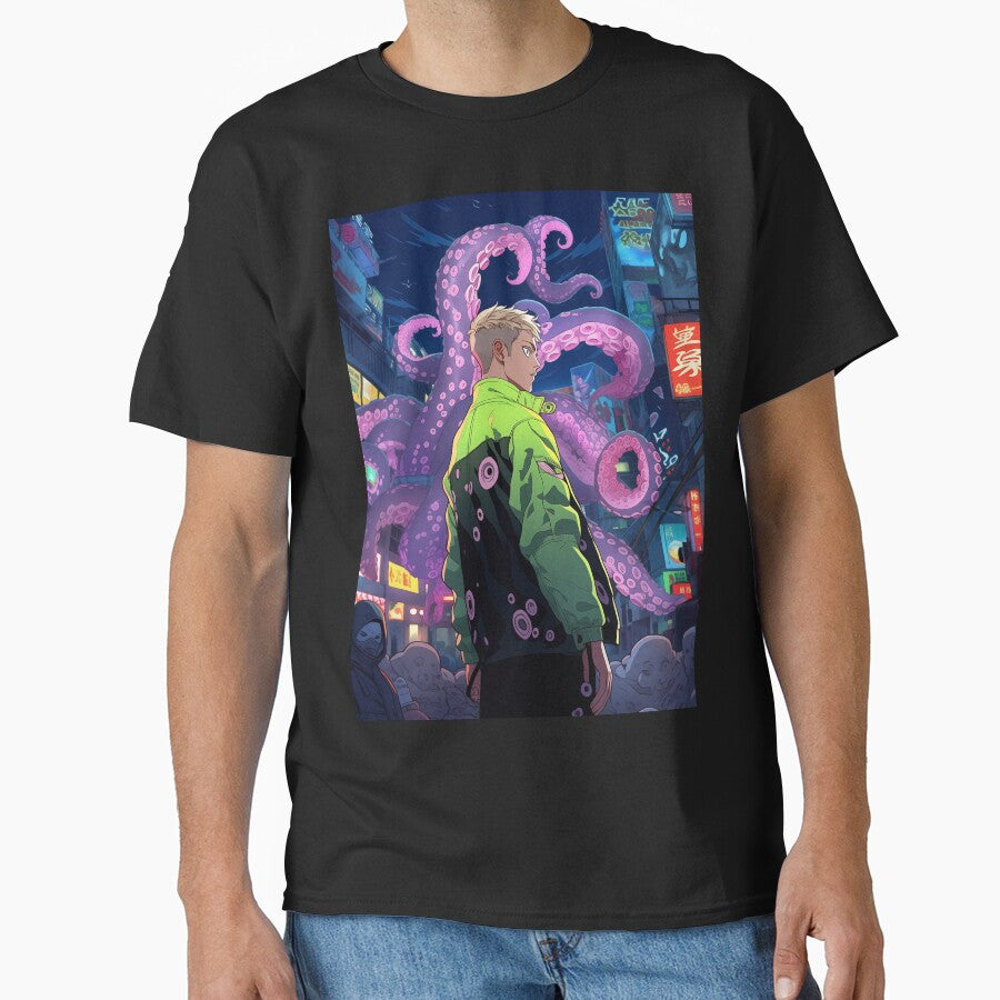 New Monster anime boy in cyberpunk city with tentacles portrait art by TheArtistOf2022 T-Shirts, Hoodie, Sweatshirt (Image 1)