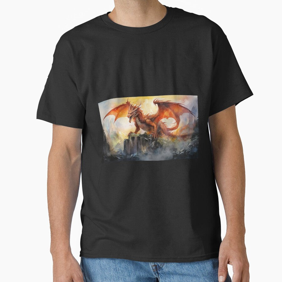 Dark Fantasy Watercolor - Fire Dragon by Fantasy Masterpiece T-Shirts, Hoodie, Sweatshirt | BlankRebels.com (Image 1)