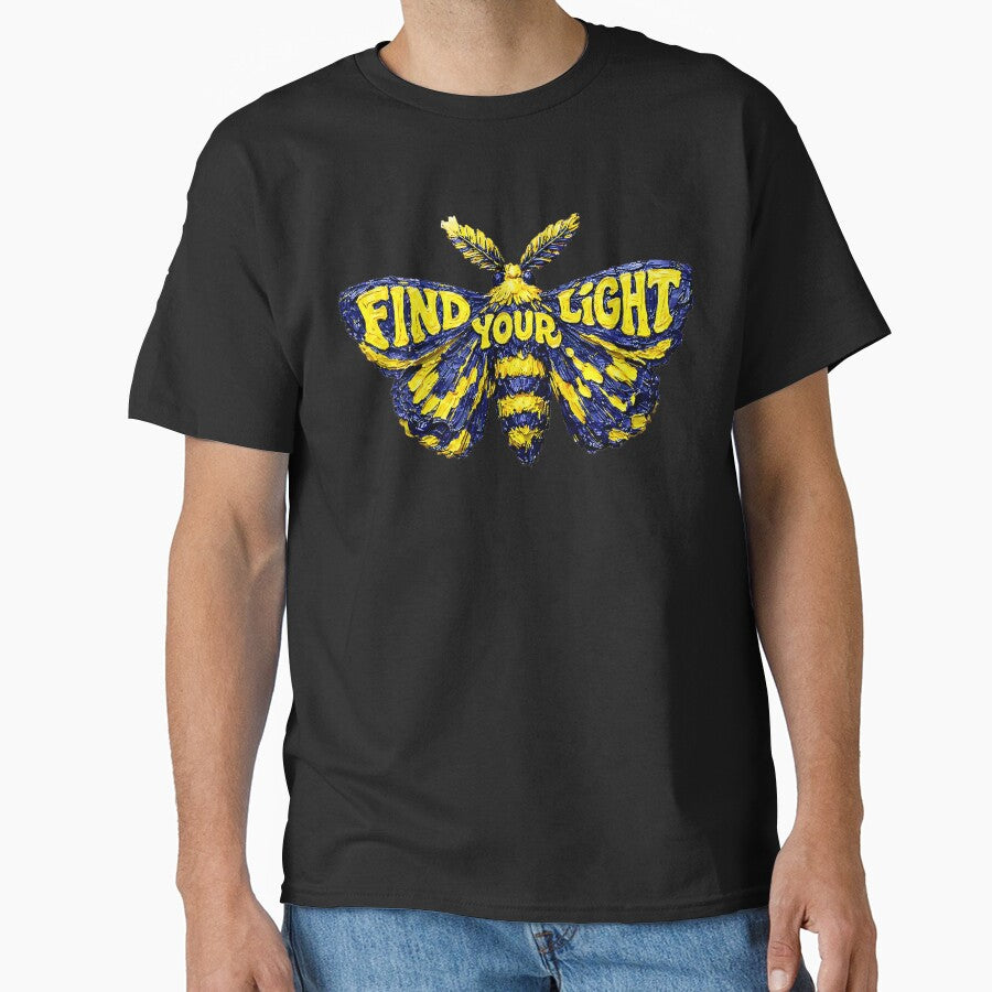 Find Your Light Ornate Moth - Navy Blue 3D Impasto Art by LSphere Art T-Shirts, Hoodie, Sweatshirt (Image 1)
