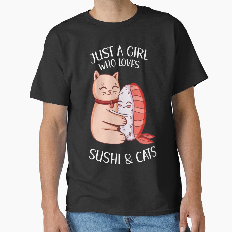 Just A Girl Who Loves Sushi And Cats by OnepixArt T-Shirts, Hoodie, Sweatshirt | BlankRebels.com (Image 1)