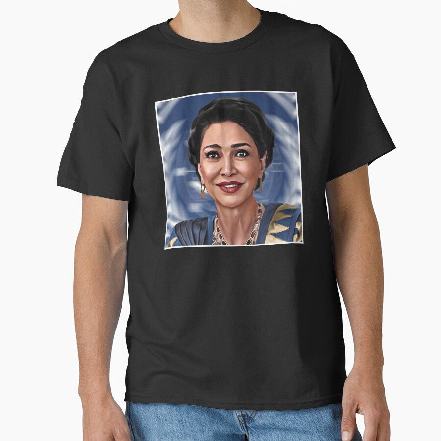 Chrissy Blue Background Portrait for Screaming Firehawks by orionlodubyal T-Shirts, Hoodie, Sweatshirt (Image 1)