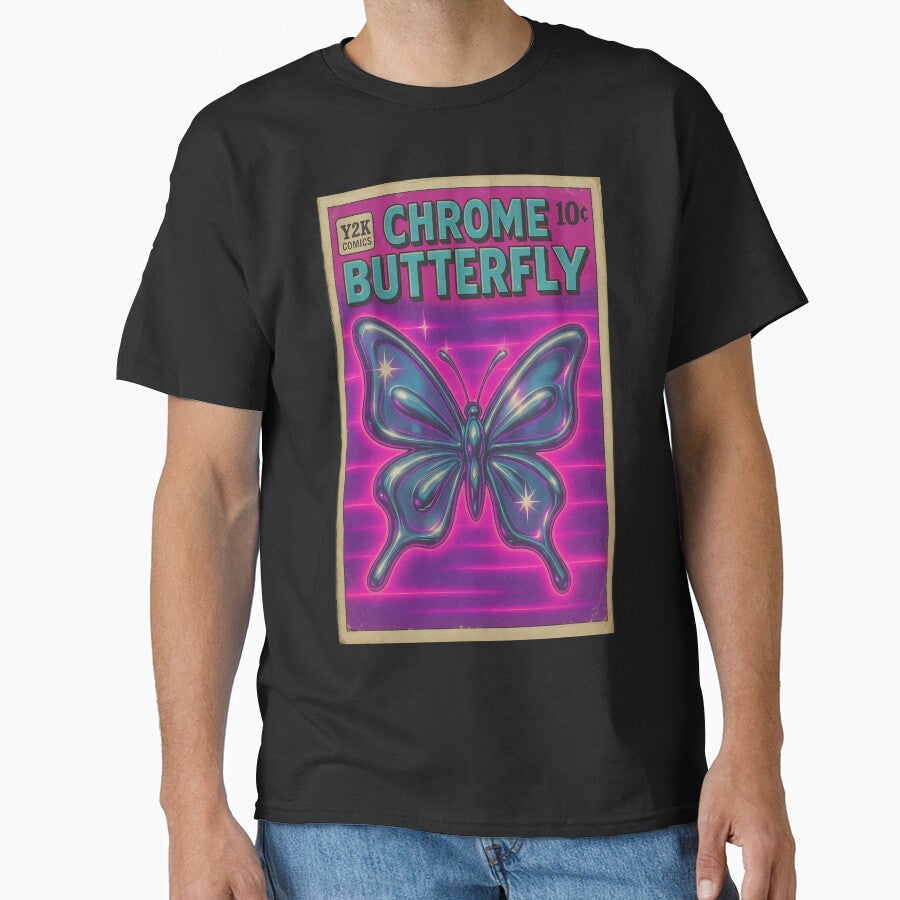 Y2K: Chrome Butterfly by bapupa T-Shirts, Hoodie, Sweatshirt | BlankRebels.com (Image 1)