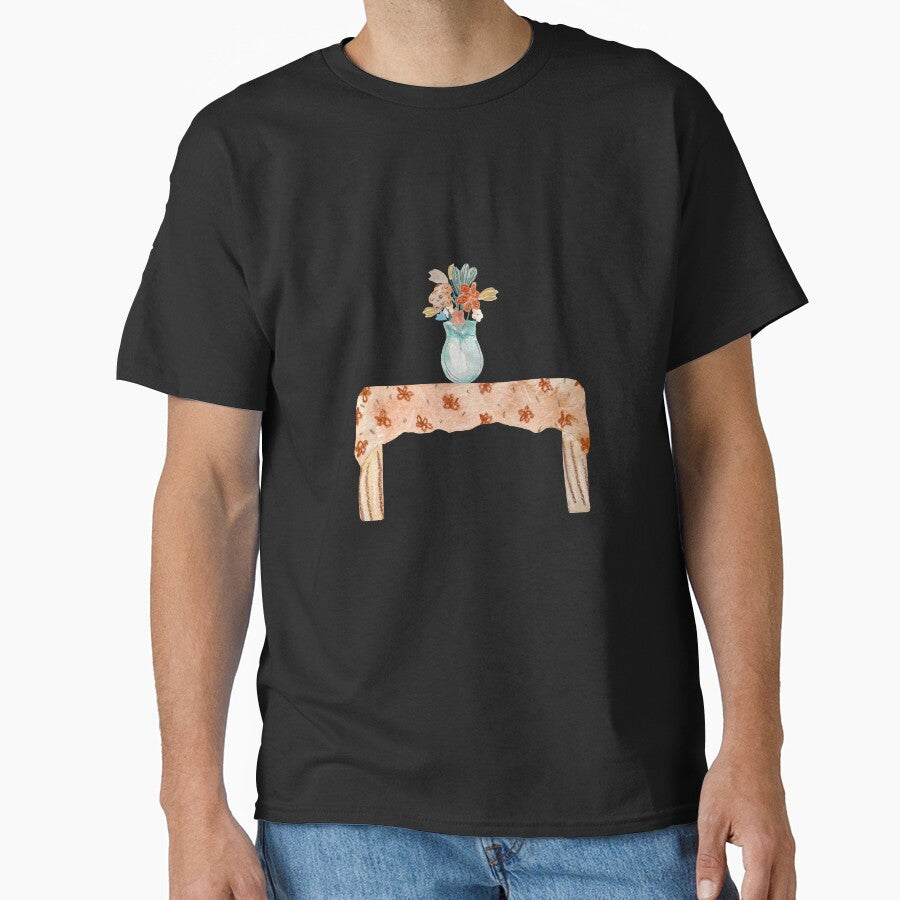 Vase flower bouquet table textured a watercolor black by Yana Mustafina | Boho Soulful Designs T-Shirts,... (Image 1)