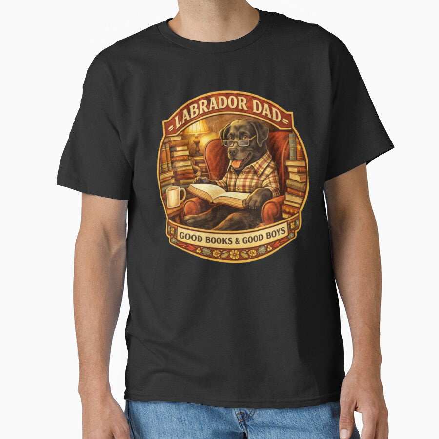 Labrador Dad Reading Books — Good Books Good Boys Vintage Badge Gift by PawPrintCustom T-Shirts, Hoodie, Sweatshirt (Image 1)