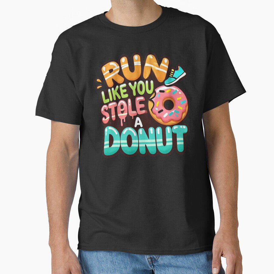 Run Like You Stole a Donut Funny Fitness T-Shirt – Humorous Workout Tee for Donut Lovers by BlankCanvasHaHa... (Image 1)