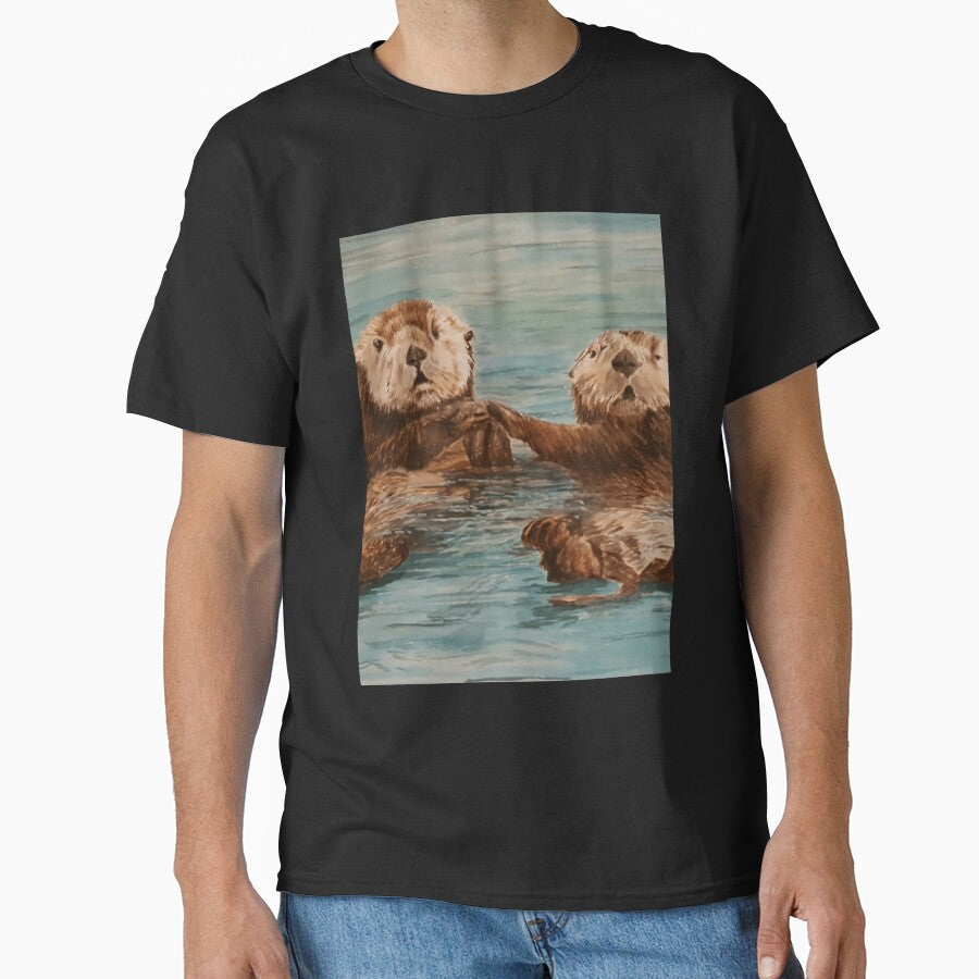 Cute otters holding hands by qrbotebioil57 T-Shirts, Hoodie, Sweatshirt | BlankRebels.com (Image 1)