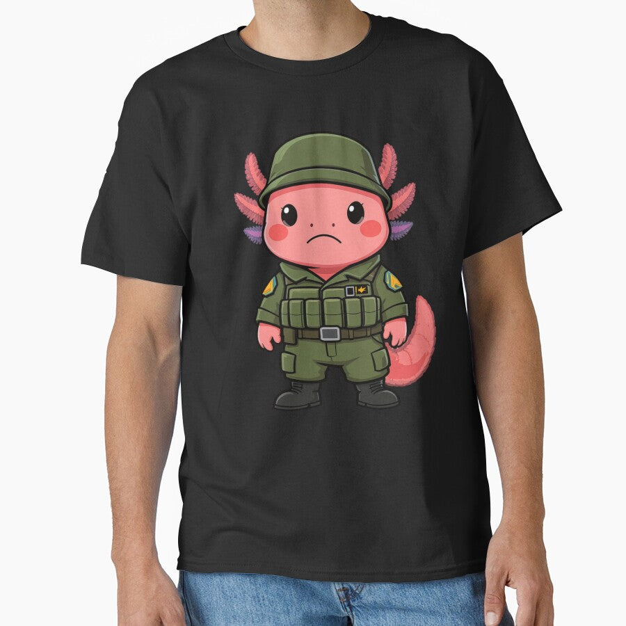 Calm Soldier Axolotl – Quiet Confidence Military Aesthetic Illustration by ColorSplash123 T-Shirts, Hoodie,... (Image 1)