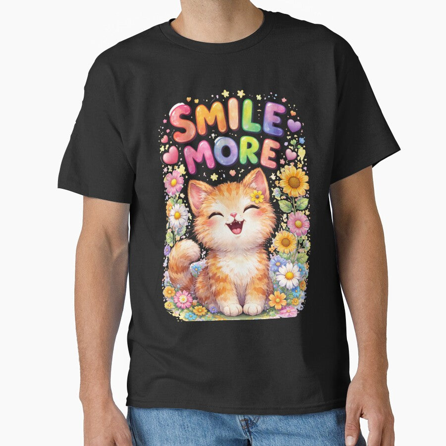Smile More – Cute Cat Positive Quote by ArtsBorn2Create