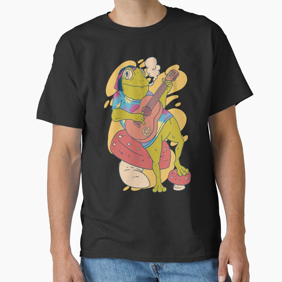 Hippie Clothes for Women Men 70's Hippie Frog on Guitar 420 by Teez-Me T-Shirts, Hoodie, Sweatshirt (Image 1)