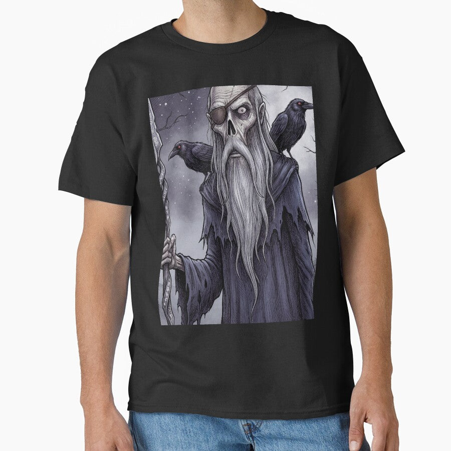 Odin the Allfather Ancient Norse God Gothic style illustration by Vintage Designs + T-Shirts, Hoodie, Sweatshirt (Image 1)