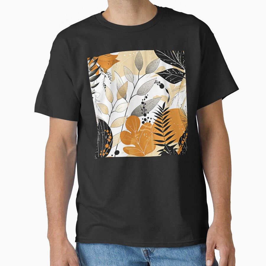 Boho-Inspired Earth Tone Leaves Aesthetic Abstract Art by DEC02