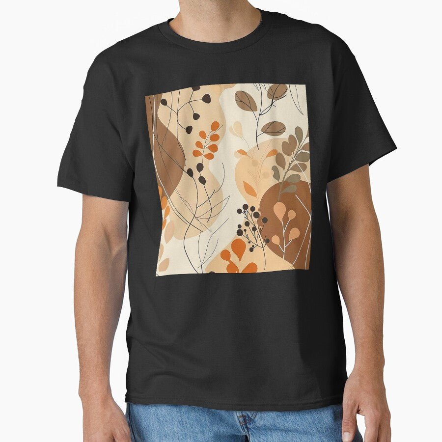 Boho Warm Earthtones Elegant Abstract Leaves Design Art by DEC02 T-Shirts, Hoodie, Sweatshirt | BlankRebels.com (Image 1)