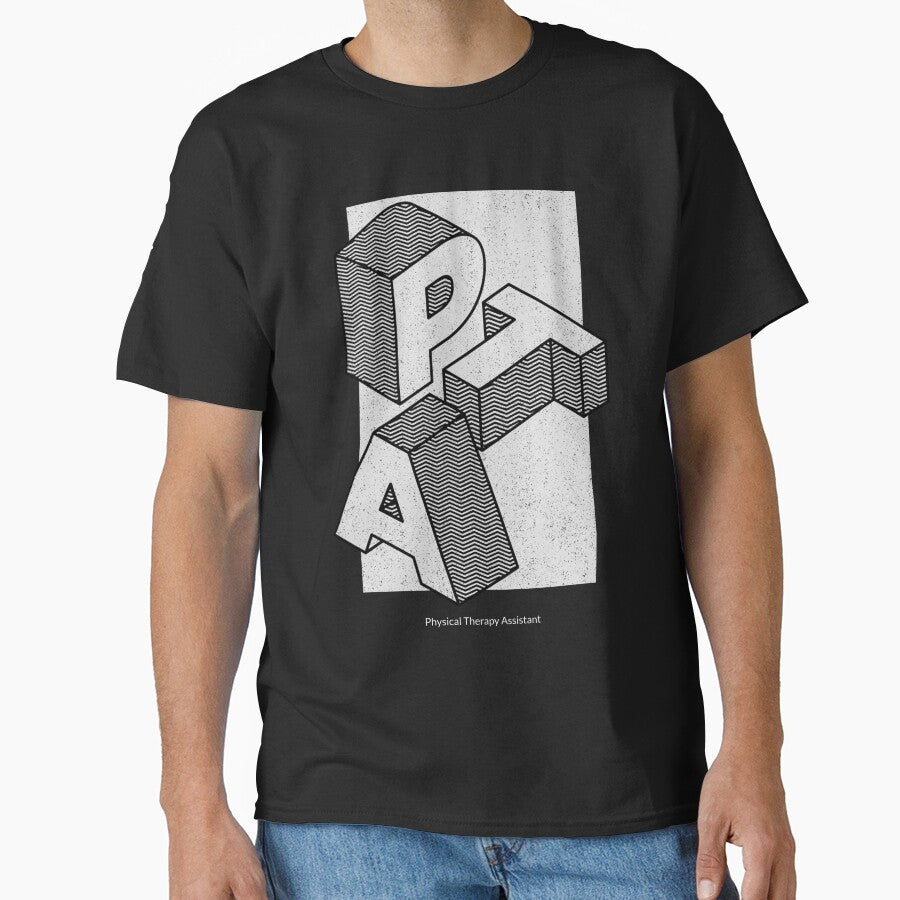 PTA Physical Therapy Assistant Geometric Letters Graphic Tee by FreshMedThreads Hoodie, Sweatshirt (Image 1)