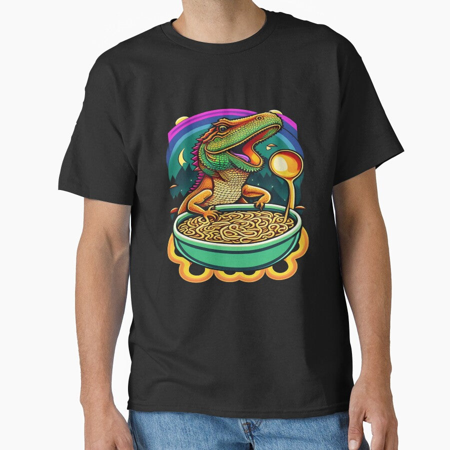 Funny Bearded Dragon Eating Ramen Noodles by Trendy Valley T-Shirts, Hoodie, Sweatshirt | BlankRebels.com (Image 1)