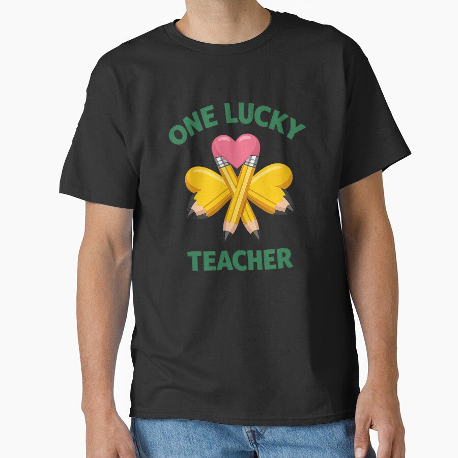 One Lucky Teacher – St. Patrick’s Day Pencil Heart by PunchDrop T-Shirts, Hoodie, Sweatshirt | BlankRebels.com (Image 1)