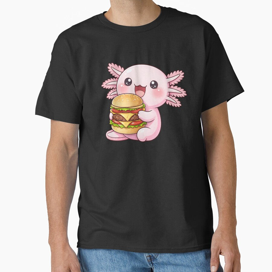 Giant Burger Axolotl – Cute Kawaii Axolotl Eating Burger Chibi Anime Art by ColorSplash123 T-Shirts, Hoodie,... (Image 1)