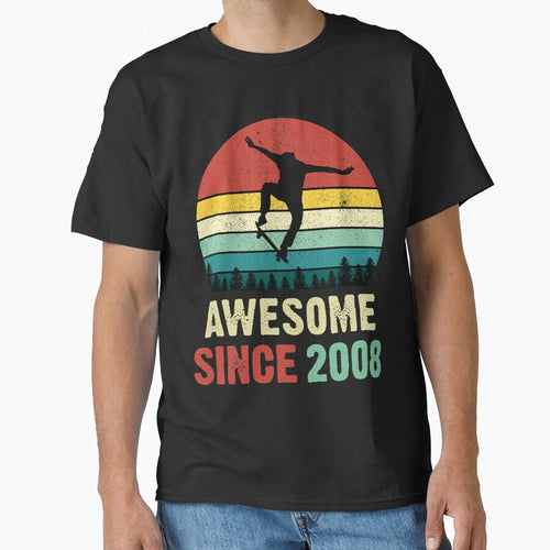 13th Birthday Skateboard Skate Awesome Since 2008 by RetroStyle247 T-Shirts, Hoodie, Sweatshirt | BlankRebels.com (Image 1)