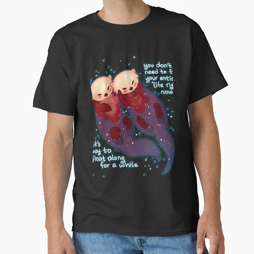 It's Okay to Float Along For a While Hand Holding Otters by abucqpnxqo37 T-Shirts, Hoodie, Sweatshirt (Image 1)