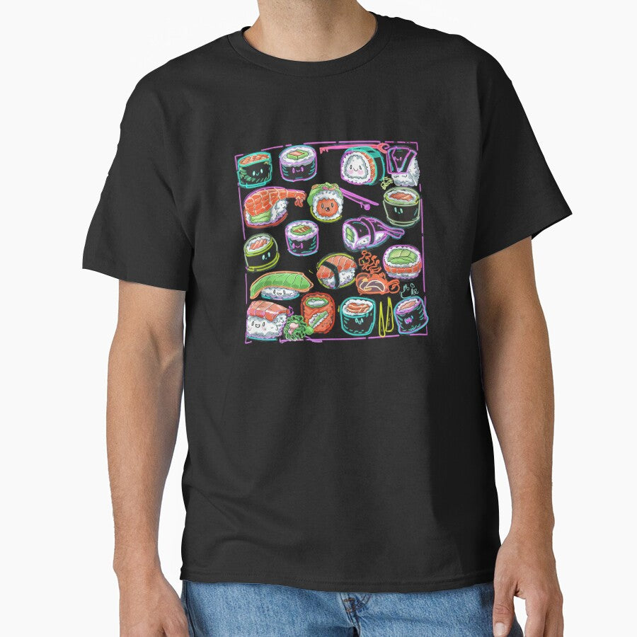 Cute sushi Neon outlines by MadCatPrints T-Shirts, Hoodie, Sweatshirt | BlankRebels.com (Image 1)