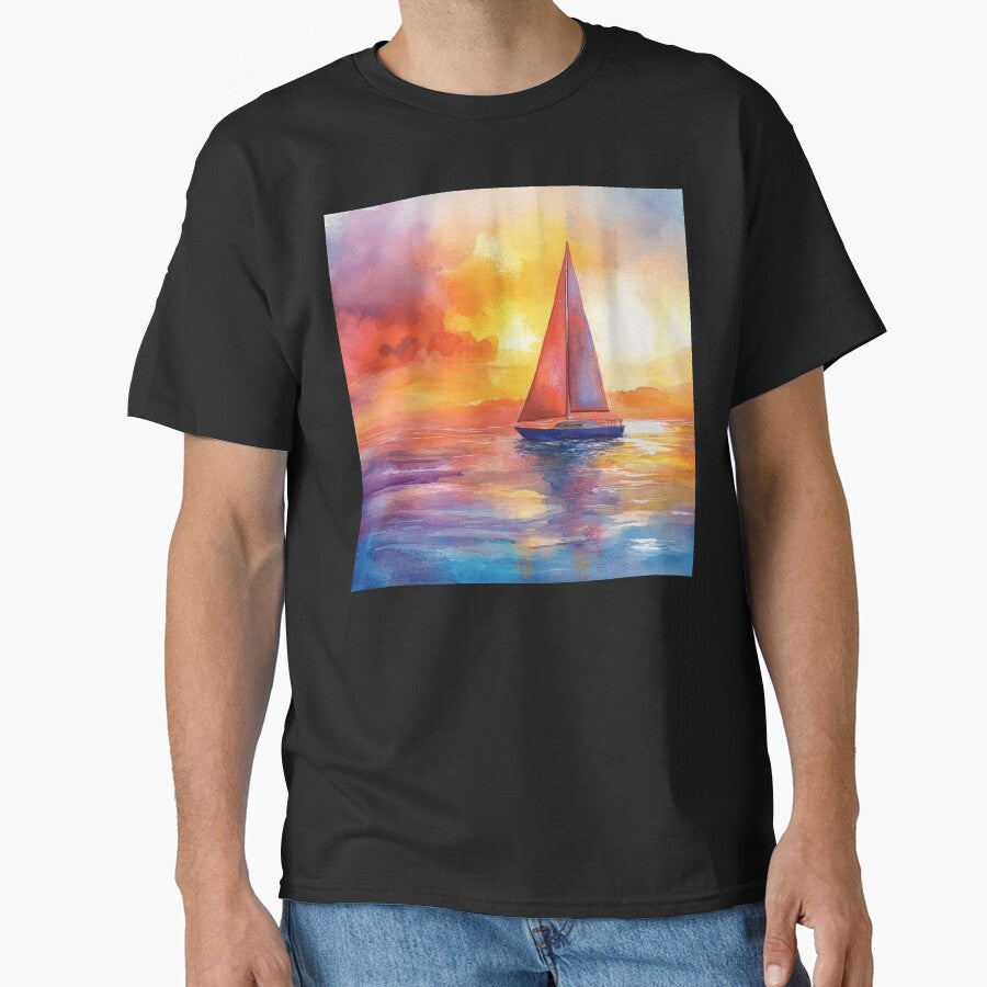 Sailboat On The Lake Surrounded By Colorful Sunset by DEC02 T-Shirts, Hoodie, Sweatshirt | BlankRebels.com (Image 1)