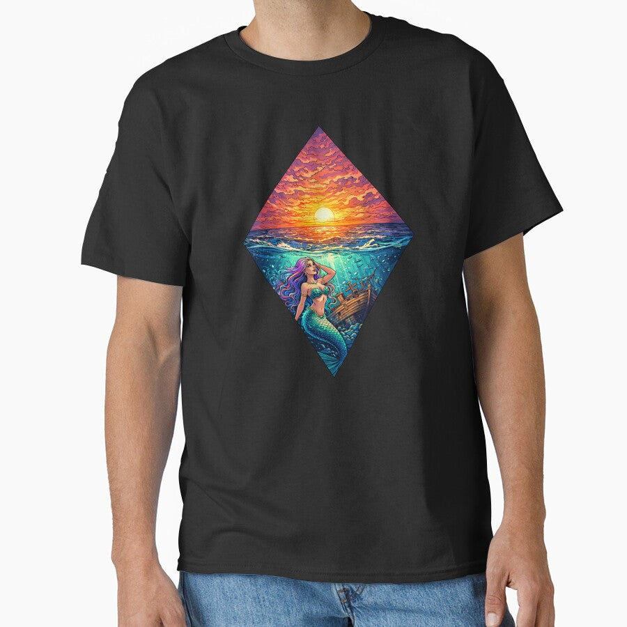 Mermaid Sunset Artwork by Planetporridge T-Shirts, Hoodie, Sweatshirt | BlankRebels.com (Image 1)