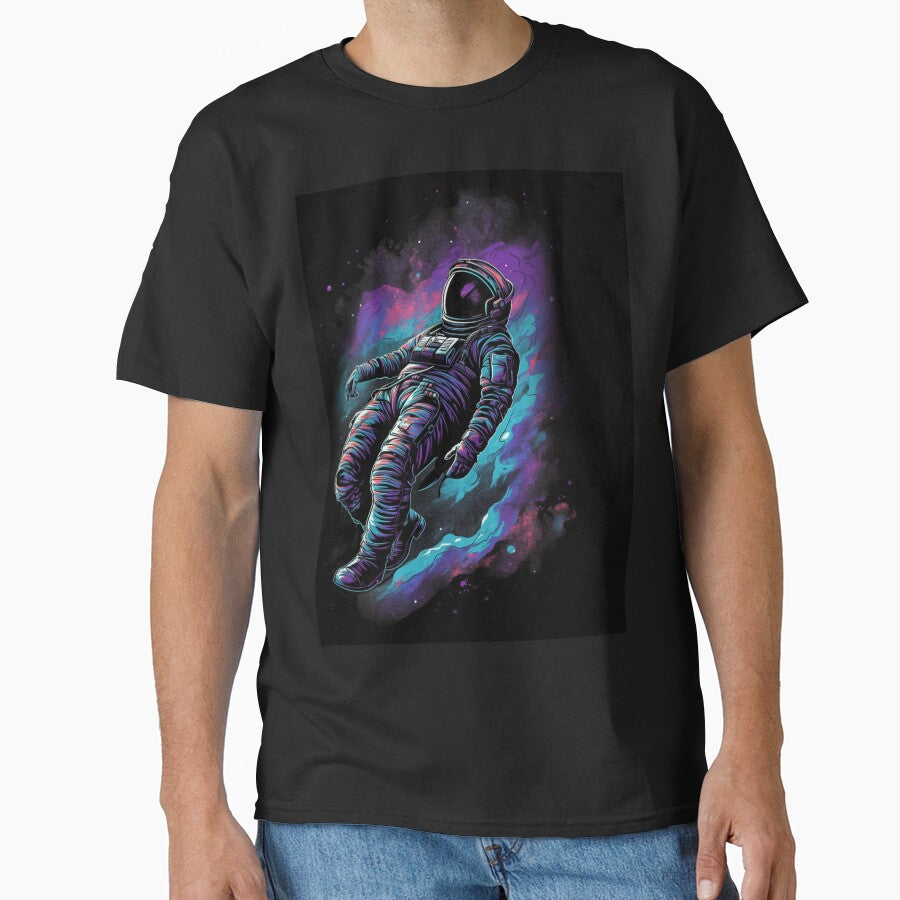 Astronaut Hovering Through Space - Vibrant Tones by Galactic1Arts T-Shirts, Hoodie, Sweatshirt | BlankRebels.com (Image 1)