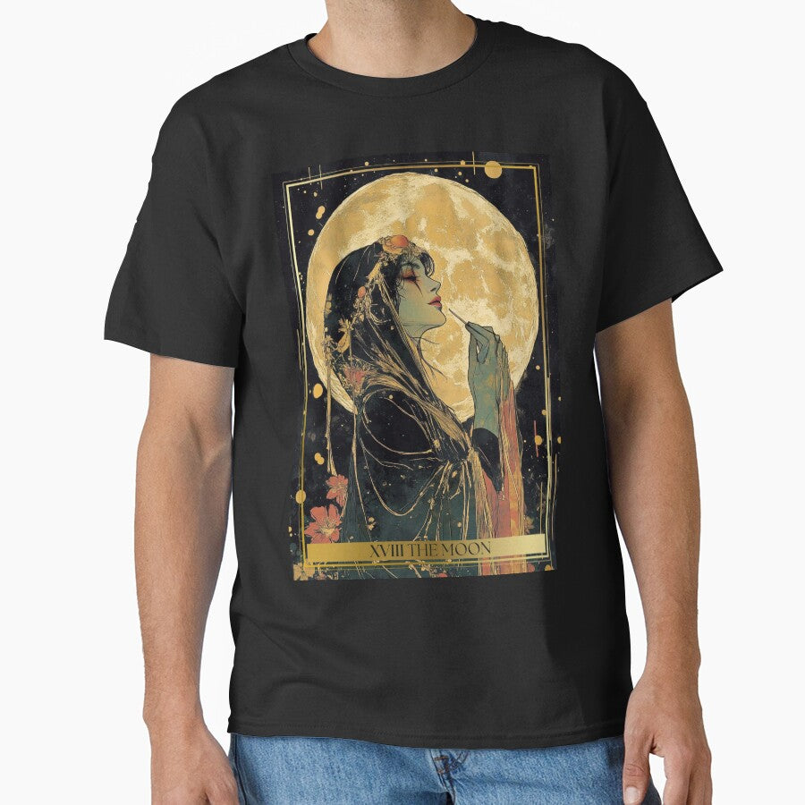 XVIII The Moon Tarot Card Illustration by Thunderg1rl T-Shirts, Hoodie, Sweatshirt | BlankRebels.com (Image 1)