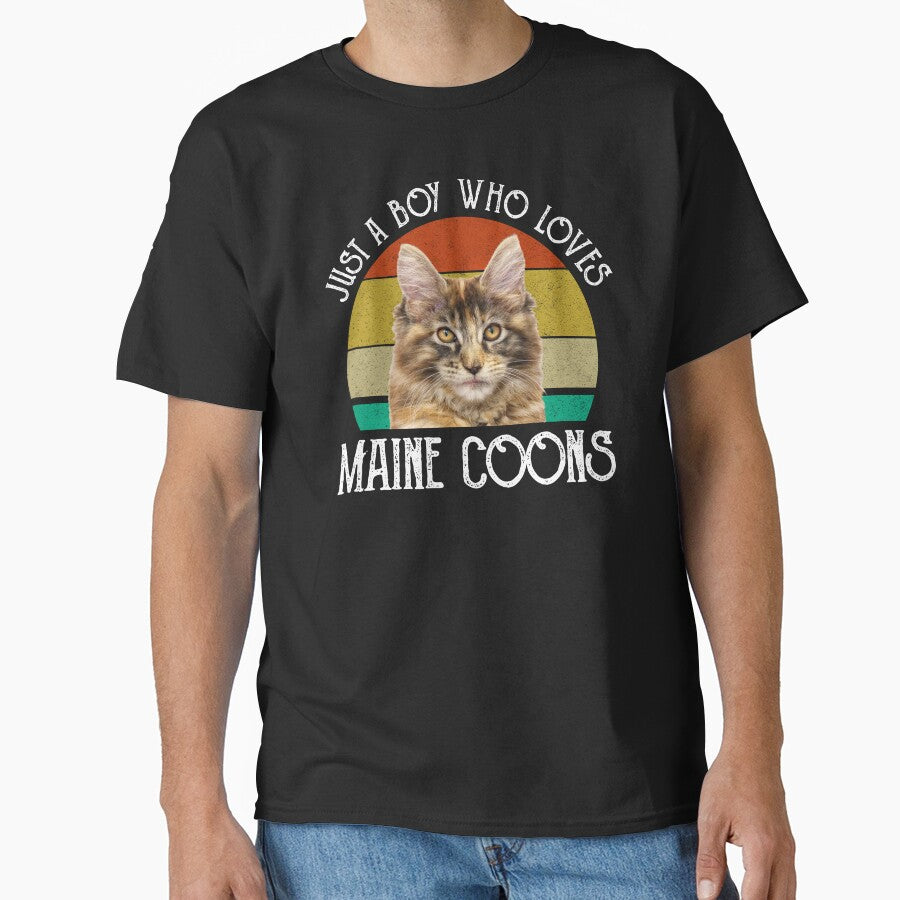 Just A Boy Who Loves Maine Coons by Cat Lady Designs T-Shirts, Hoodie, Sweatshirt | BlankRebels.com (Image 1)