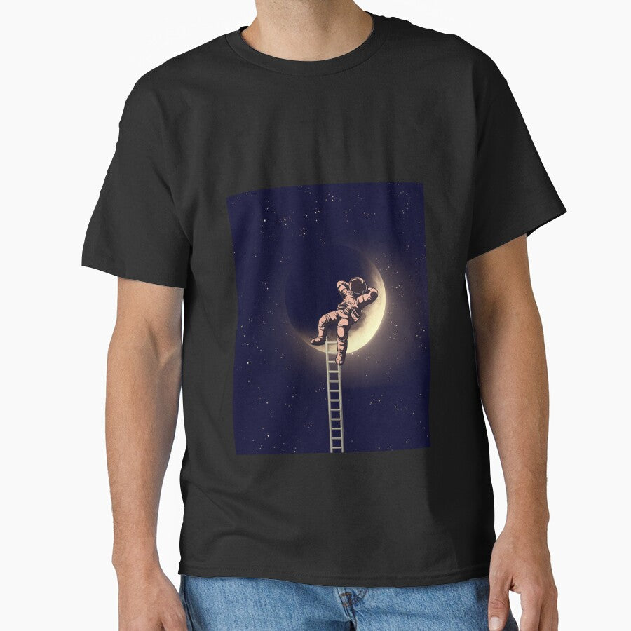 Astronaut is chilling on the moon. by DEVILcreationss T-Shirts, Hoodie, Sweatshirt | BlankRebels.com (Image 1)