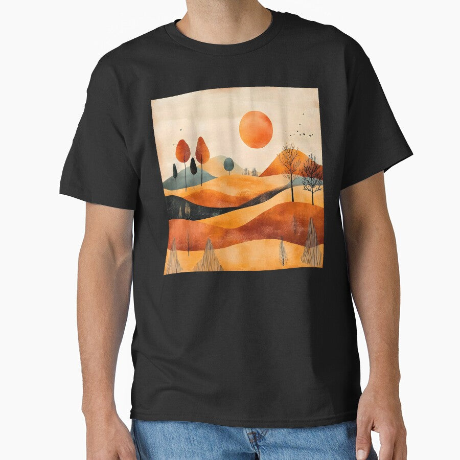 Boho Abstract Art Mountain Landscape Sunrise Modern Art by DEC02 T-Shirts, Hoodie, Sweatshirt | BlankRebels.com (Image 1)