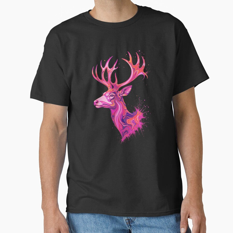 Neon Spirit Stag – Abstract Wildlife Digital Art by PixelVibe782 T-Shirts, Hoodie, Sweatshirt | BlankRebels.com (Image 1)