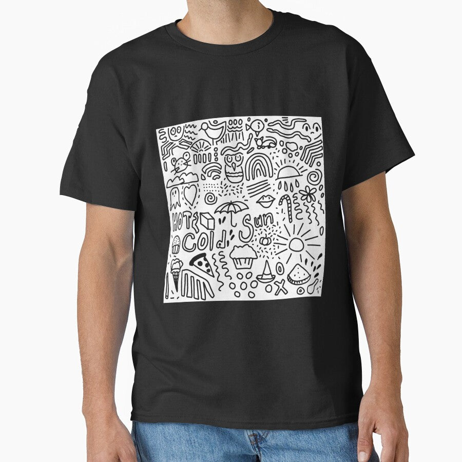 Black and White Hand Drawn Doodle Pattern Design by NancyMerkle T-Shirts, Hoodie, Sweatshirt | BlankRebels.com (Image 1)