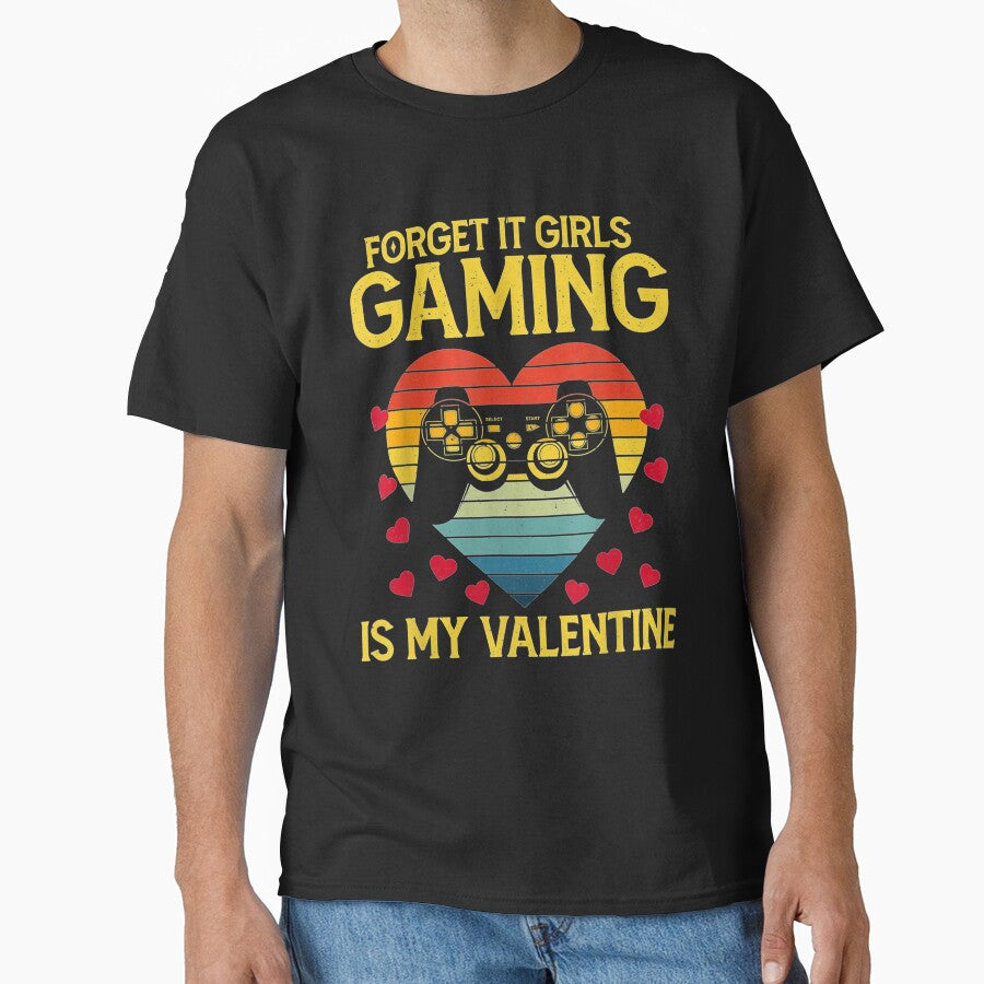 Forget It Girls Gaming Is My Valentine Retro Heart Gamer by shirleyfinley