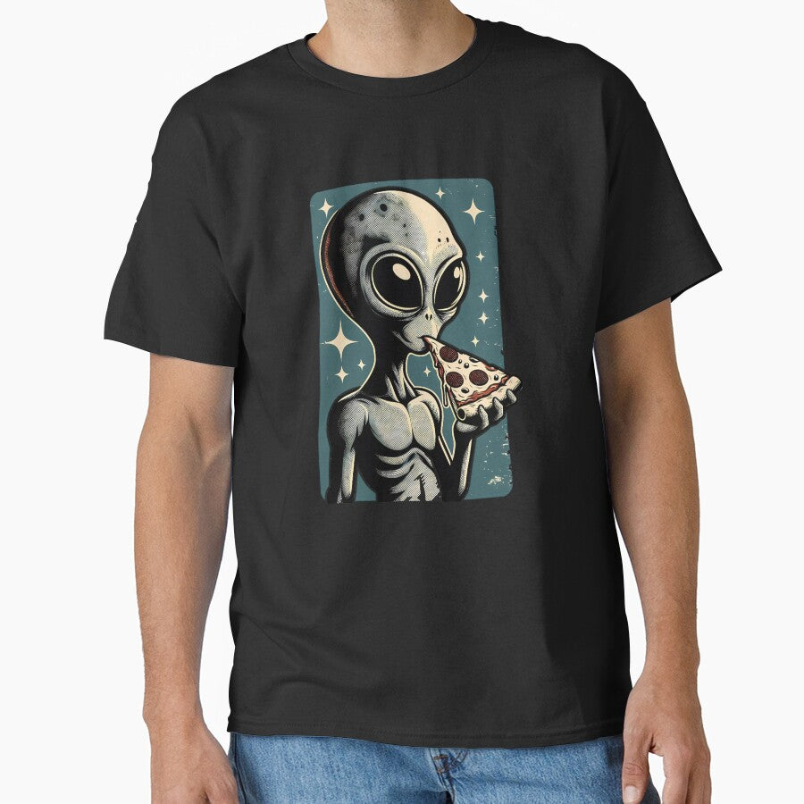 Funny Alien Pizza Lover, Retro Style by Logiamerch T-Shirts, Hoodie, Sweatshirt | BlankRebels.com (Image 1)