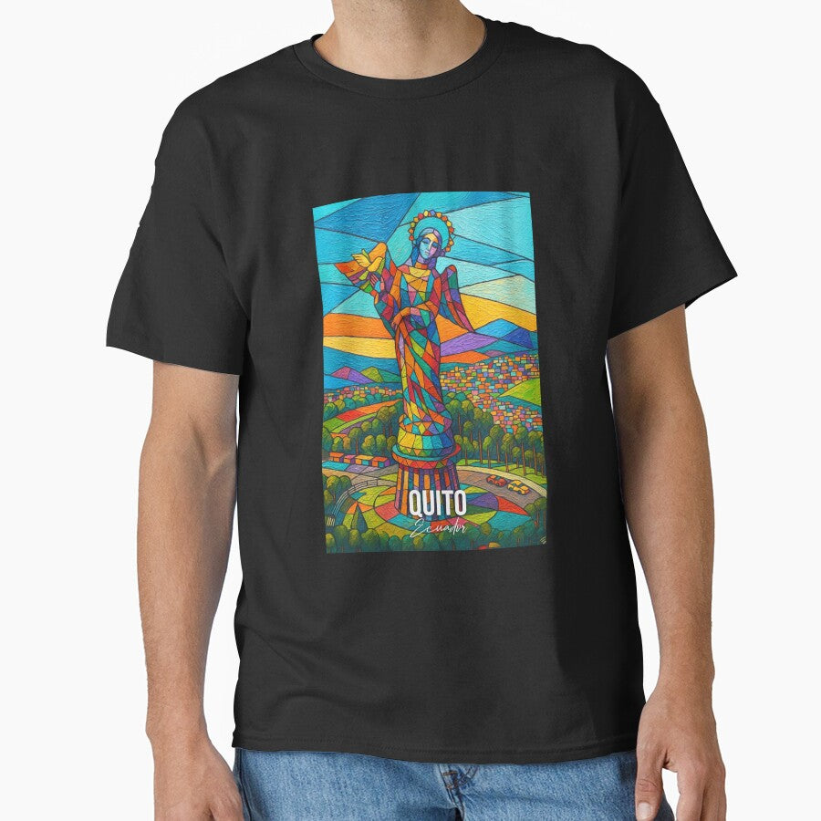 Quito Art – Panecillo Virgin Stained Glass Style by AtuqStudio T-Shirts, Hoodie, Sweatshirt | BlankRebels.com (Image 1)