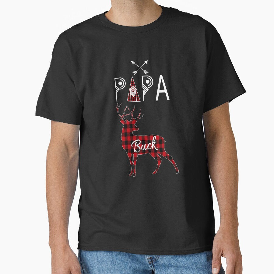 Papa Buck Deer Buffalo Plaid Family Christmas Camping Holiday Gift by Sapphire Star T-Shirts, Hoodie, Sweatshirt (Image 1)