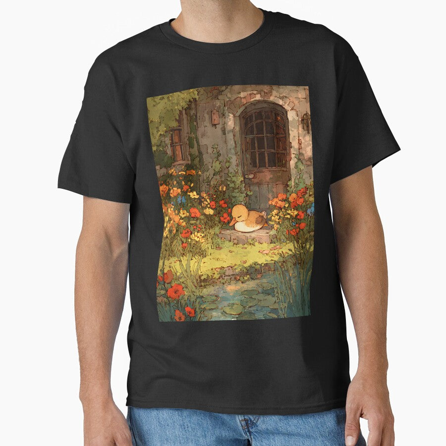 Cottagecore Art: Duckling's Garden Nap by bapupa T-Shirts, Hoodie, Sweatshirt | BlankRebels.com (Image 1)